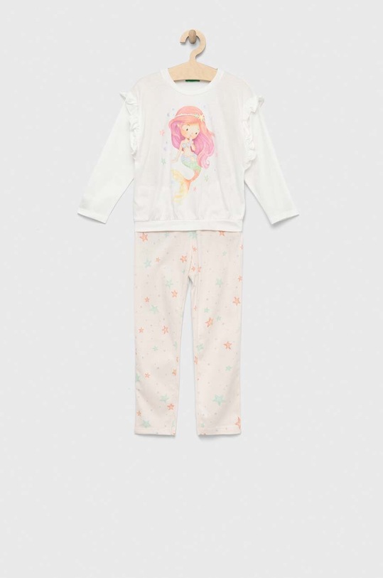 United Colors of Benetton piżama bawełniana dziecięca wzorzyste różowy 30960P03W.G.SEASONAL