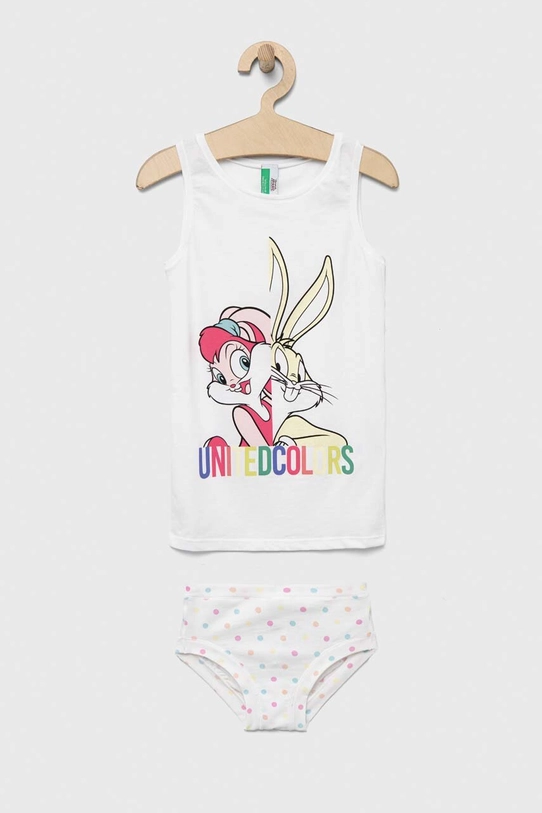 Детска пижама United Colors of Benetton x Looney Tunes надпис бял 3ZQM0H00E.G.SEASONAL