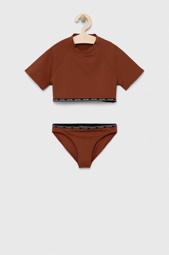 Детски бански от две части Calvin Klein Jeans комплект кафяв KY0KY00040.PPYX