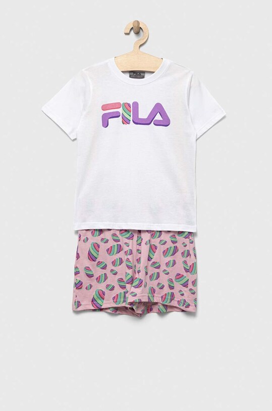 Fila pijamale de bumbac pentru copii cu modele alb FPS1430