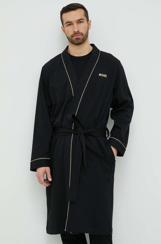 BOSS szlafrok bawełniany bawełna czarny 50485920