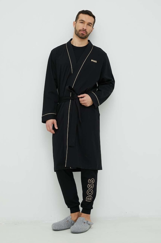 BOSS szlafrok bawełniany 50485920 czarny AW23