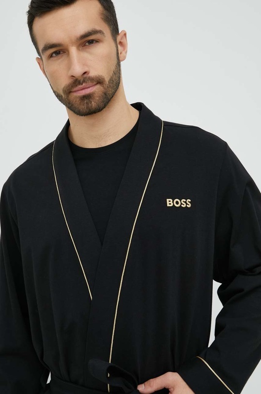 BOSS szlafrok bawełniany czarny 50485920
