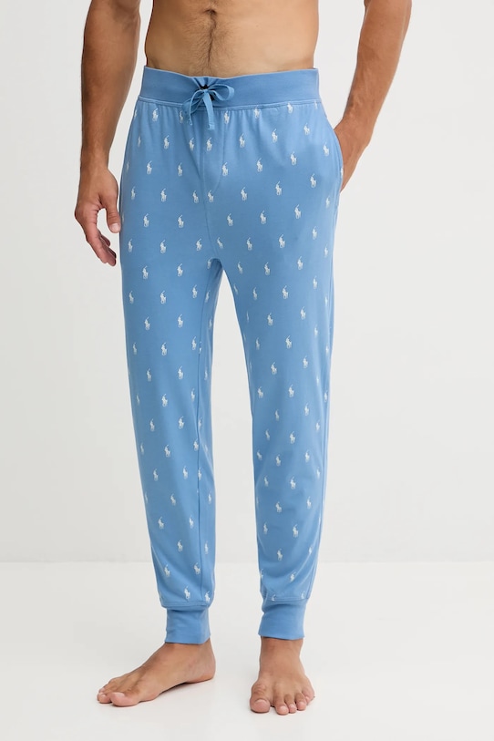 Βαμβακερό παντελόνι πιτζάμα Polo Ralph Lauren βαμβάκι μπλε 714899500