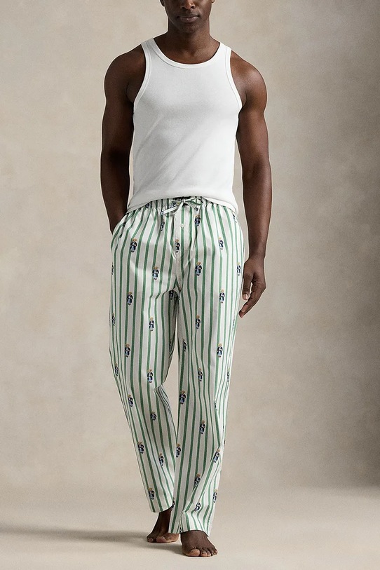 Odzież Polo Ralph Lauren spodnie piżamowe bawełniane 714899509 beżowy