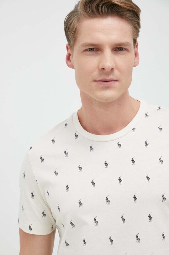 Бавовняна піжамна футболка Polo Ralph Lauren бежевий 714899612