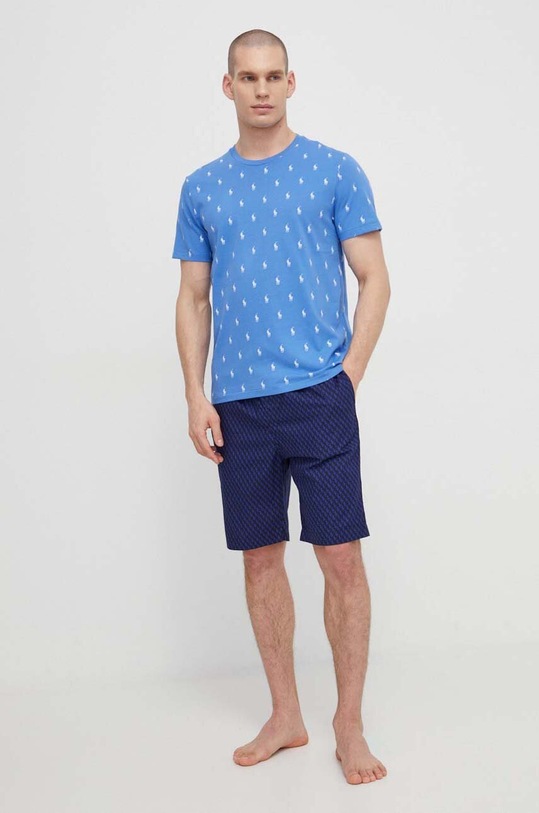Bavlnené pyžamové tričko Polo Ralph Lauren 714899612 modrá AW23
