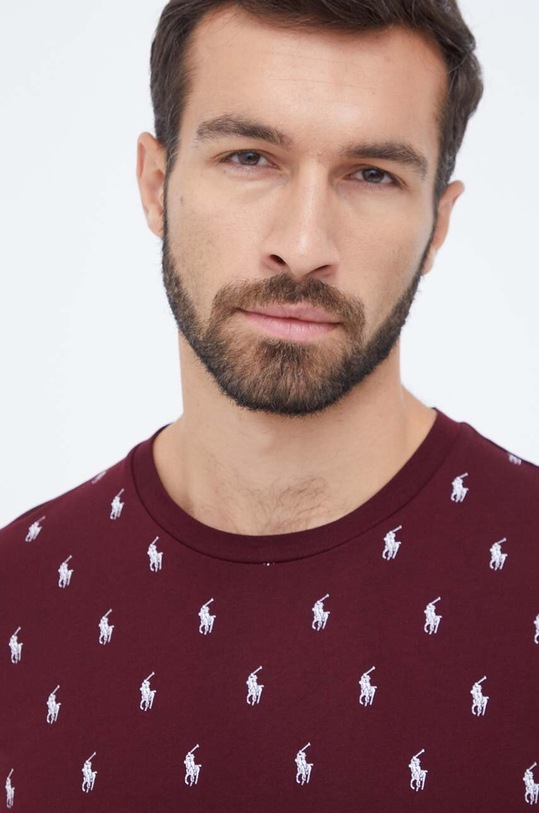 Bavlněné pyžamové tričko Polo Ralph Lauren 714899612 burgundské AW23