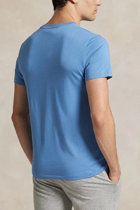 Хлопковая пижамная футболка Polo Ralph Lauren 714899613 голубой AW25