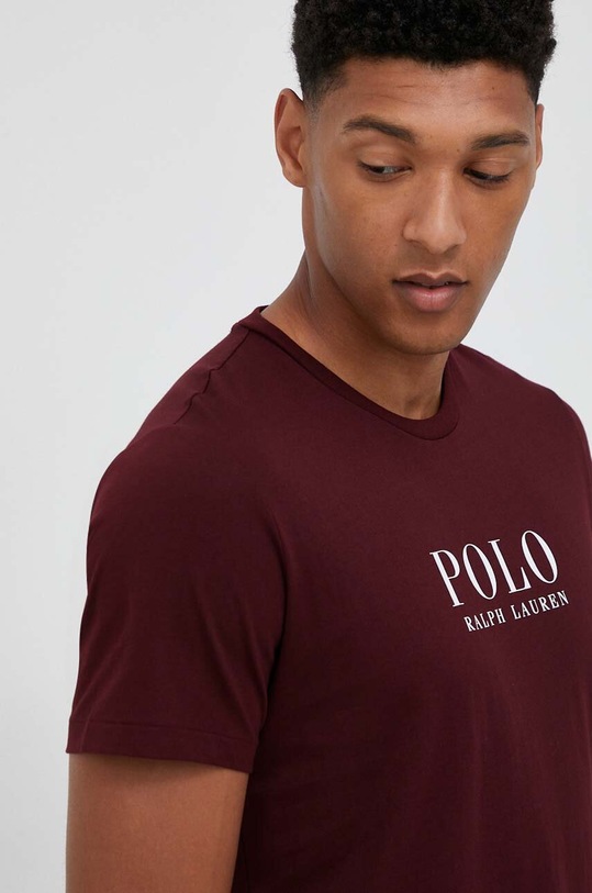 Bavlnené pyžamové tričko Polo Ralph Lauren burgundské 714899613