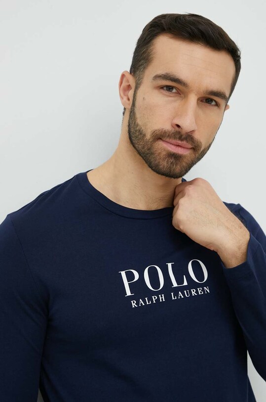 Bavlnené tričko s dlhým rukávom Polo Ralph Lauren tmavomodrá 714899614