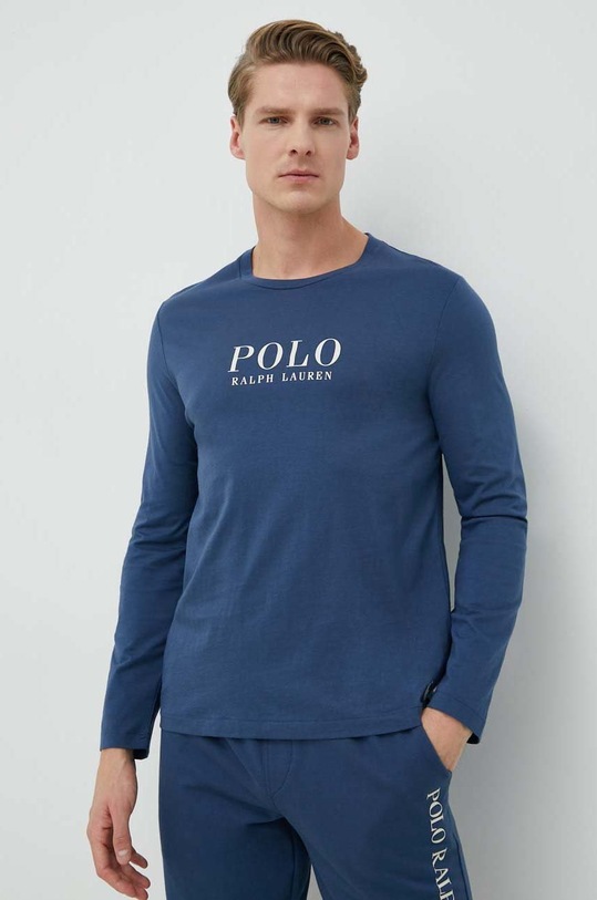Polo Ralph Lauren longsleeve piżamowy bawełniany nadruk granatowy 714899614