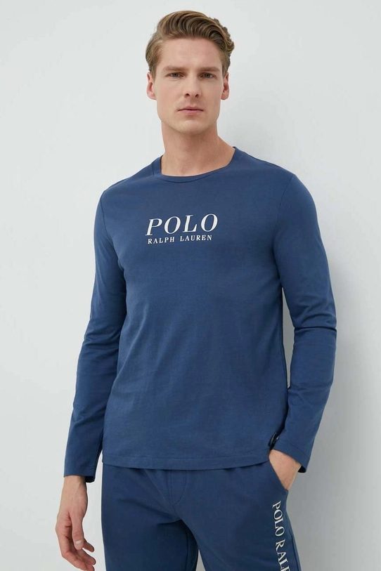 Піжамний бавовняний лонгслів Polo Ralph Lauren бавовна темно-синій 714899614