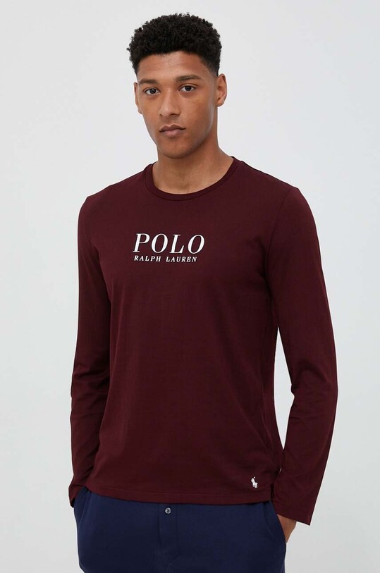 Polo Ralph Lauren camasa cu maneca lunga din bumbac 714899614 burgundia AW23