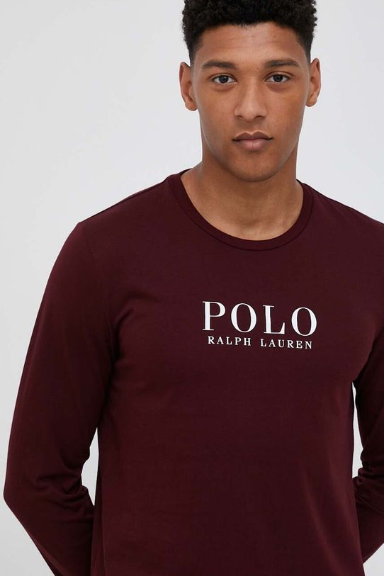 Bavlnené tričko s dlhým rukávom Polo Ralph Lauren burgundské 714899614