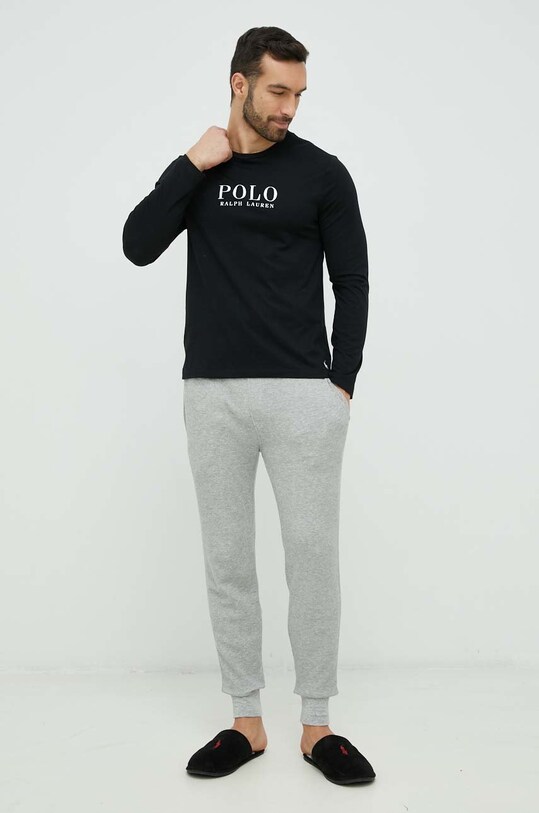 Хлопковый пижамный лонгслив Polo Ralph Lauren 714899614 чёрный AW23
