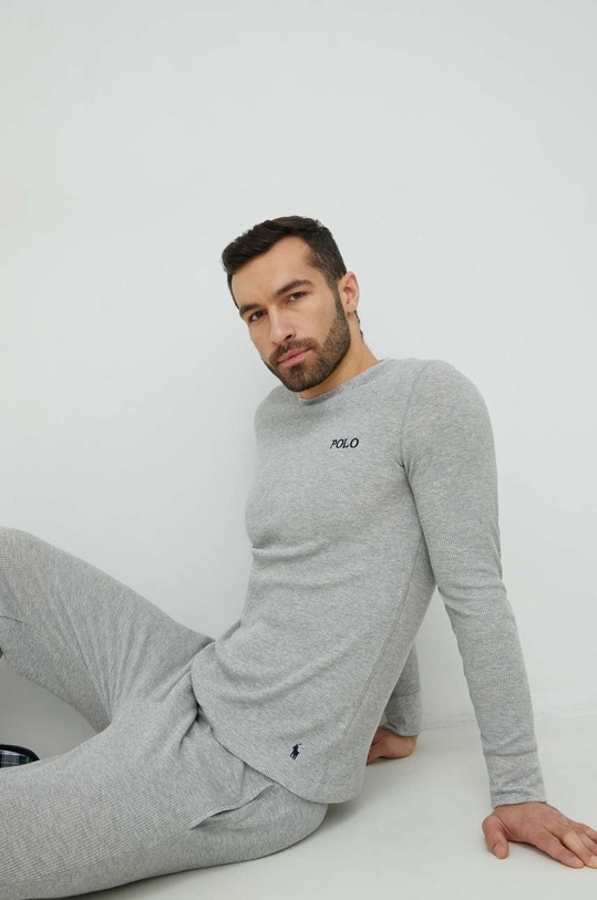 Polo Ralph Lauren longsleeve de pijama uni gri 714899615