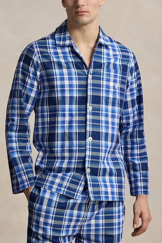 Îmbrăcăminte Polo Ralph Lauren pijama din două piese pentru bărbați din bumbac 714899627 albastru