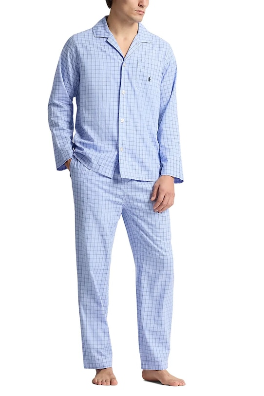 Pamučna pidžama Polo Ralph Lauren pamuk plava 714899627