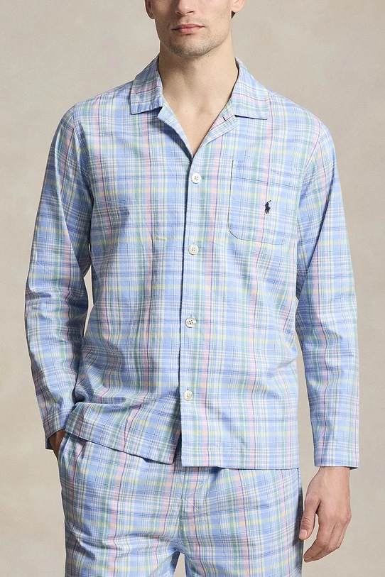 Oblačila Polo Ralph Lauren dvodelna moška bombažna pižama 714899627 modra