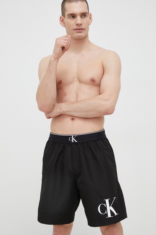 Calvin Klein szorty kąpielowe wzorzyste czarny KM0KM00859.PPYX