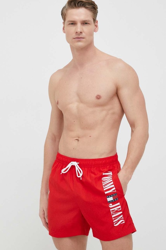 Tommy Jeans szorty kąpielowe wzorzyste czerwony UM0UM02954.PPYX