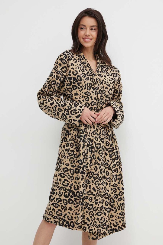 OAS szlafrok bawełniany beżowy 8002.17