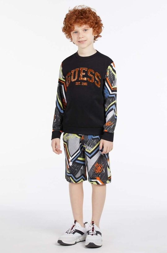 Guess bluza bawełniana dziecięca wzorzyste czarny L3RQ05.KA6R3.PPYX