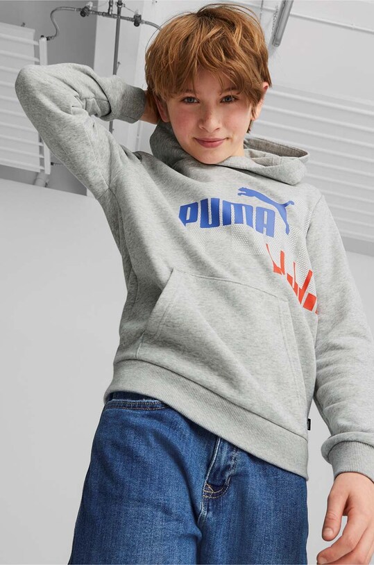 Дитяча кофта Puma ESS+ LOGO POWER Hoodie TR B з капюшоном сірий 67326204.PPYX