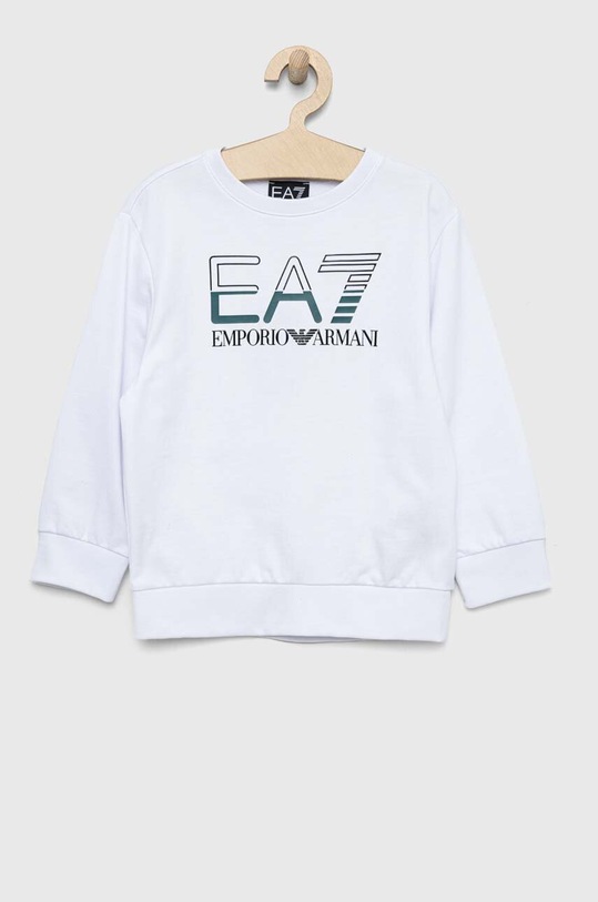 EA7 Emporio Armani bluza bawełniana dziecięca nadruk biały 3RBM64.BJ05Z