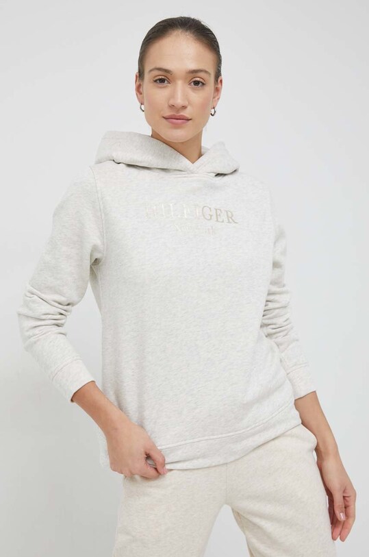 Tommy Hilfiger bluza bawełniana nadruk beżowy WW0WW37181.PPYX