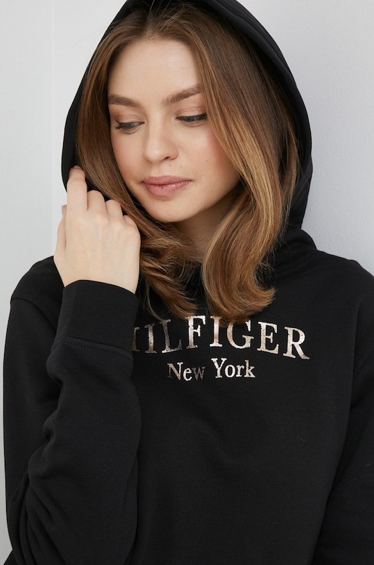 bombažen pulover Tommy Hilfiger črna WW0WW37181.PPYX