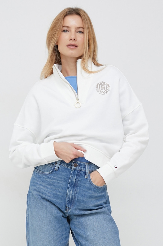 Tommy Hilfiger bluza bawełniana aplikacja biały WW0WW37172.PPYX