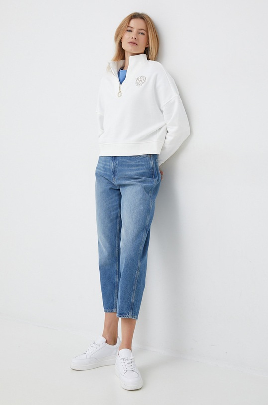 Bavlněná mikina Tommy Hilfiger WW0WW37172.PPYX bílá SS23