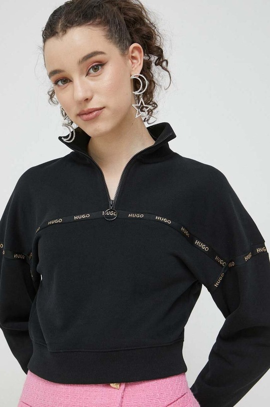 HUGO bluza bawełniana czarny 50482938