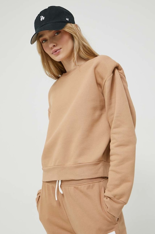 Bavlněná mikina HUGO bez kapuce hnědá 50483531