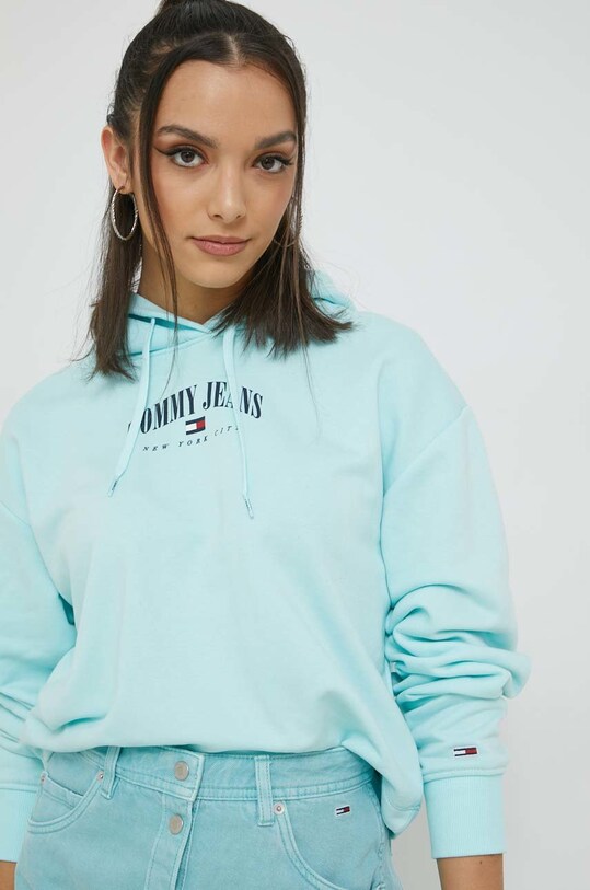 Tommy Jeans bluza turkusowy DW0DW14852.PPYX
