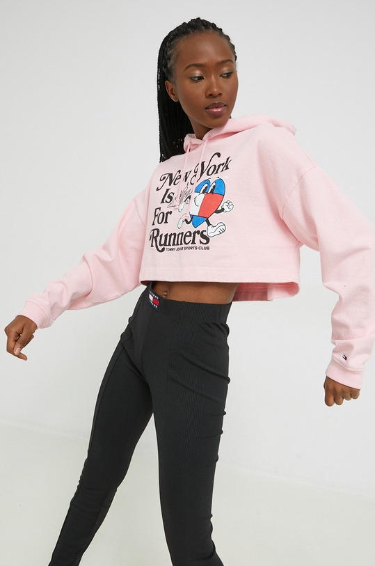Bombažen pulover Tommy Jeans roza DW0DW14872.PPYX
