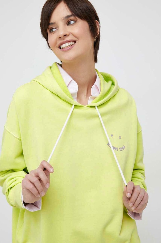 Βαμβακερή μπλούζα PS Paul Smith με κουκούλα πράσινο W2R.226VE.K21169