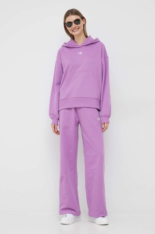 Bavlněná mikina Calvin Klein Jeans J20J220434.PPYX fialová SS23