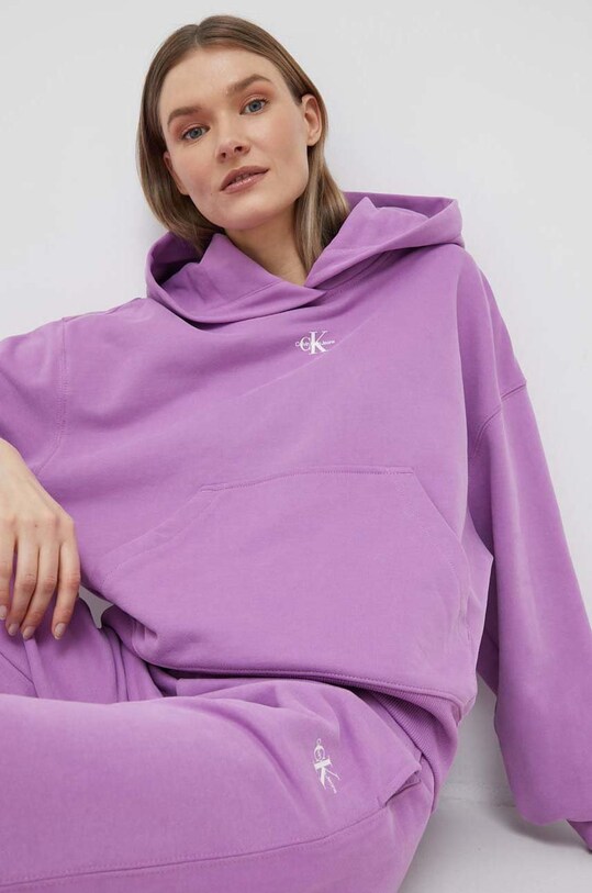 Bavlněná mikina Calvin Klein Jeans fialová J20J220434.PPYX