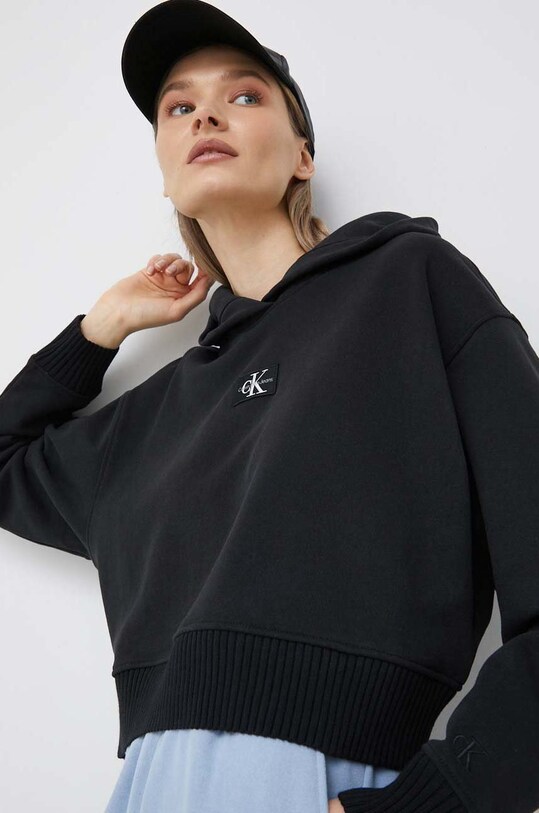 Calvin Klein Jeans hanorac de bumbac imprimeu negru J20J220438.PPYX