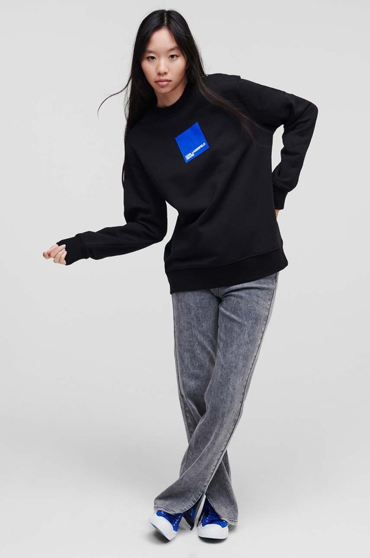 Суичър Karl Lagerfeld Jeans без качулка черен 231J1803