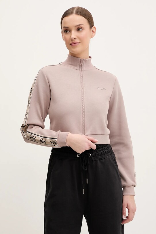 Guess bluza BRITNEY aplikacja brązowy V3RQ12.KB3P2