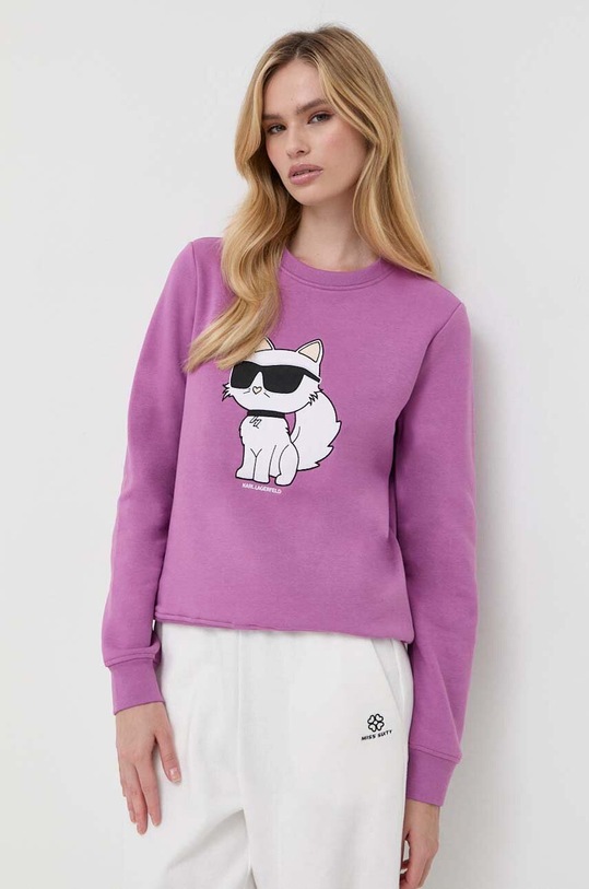 Mikina Karl Lagerfeld dmska, fialov farba, s nivkou | ANSWEAR.sk