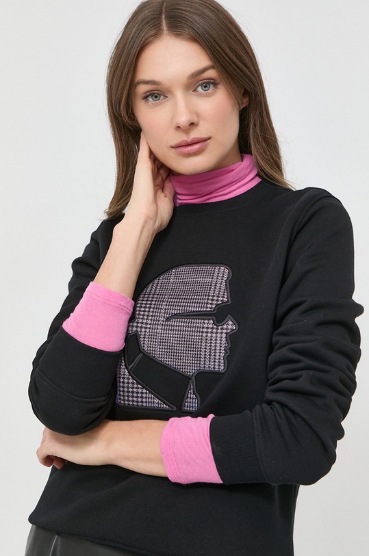 Karl Lagerfeld bluza aplikacja czarny 230W1815
