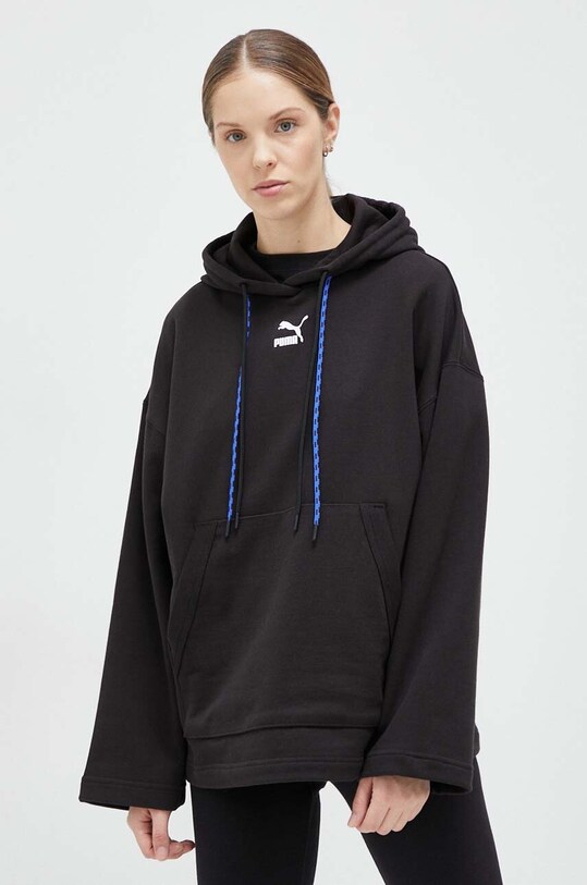 Бавовняна кофта Puma з капюшоном чорний 538338