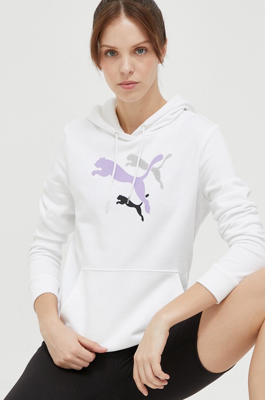 Tepláková mikina Puma s kapucí bílá 673680