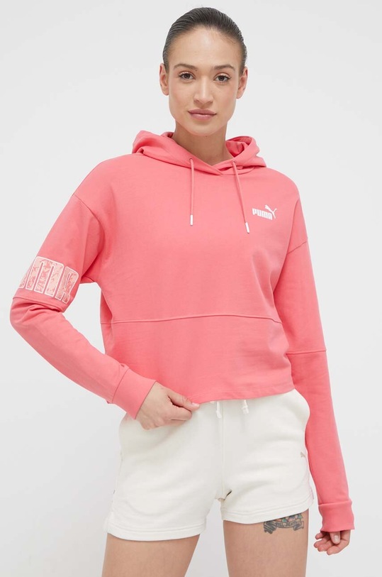 Βαμβακερή μπλούζα Puma στάμπα ροζ 674068