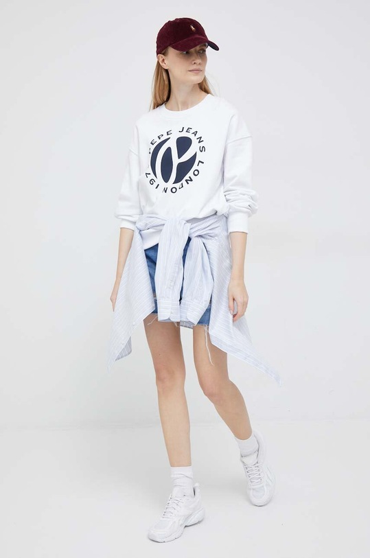 Pepe Jeans pamut melegítőfelső Wyllile PL581314.800 fehér SS23